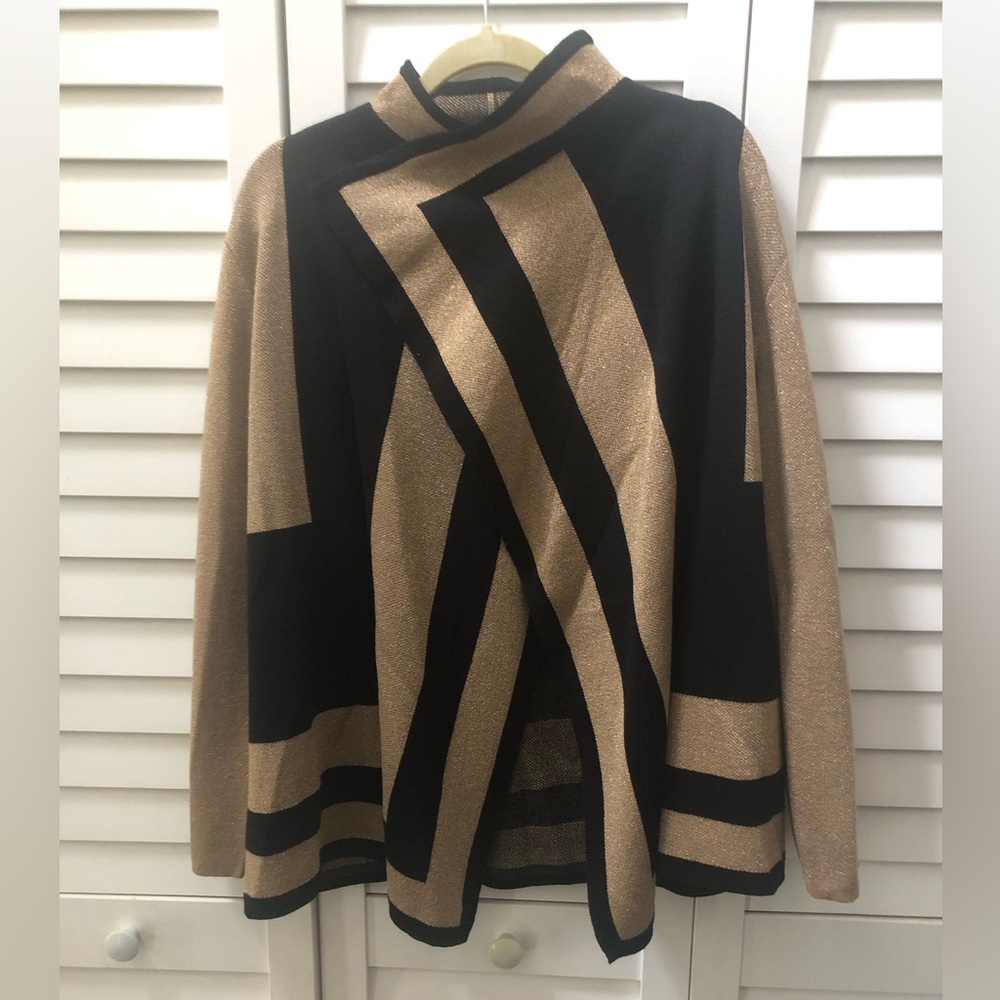 Melissa Paige•M•Black Gold Metallic•Long Sleeve Cardigan